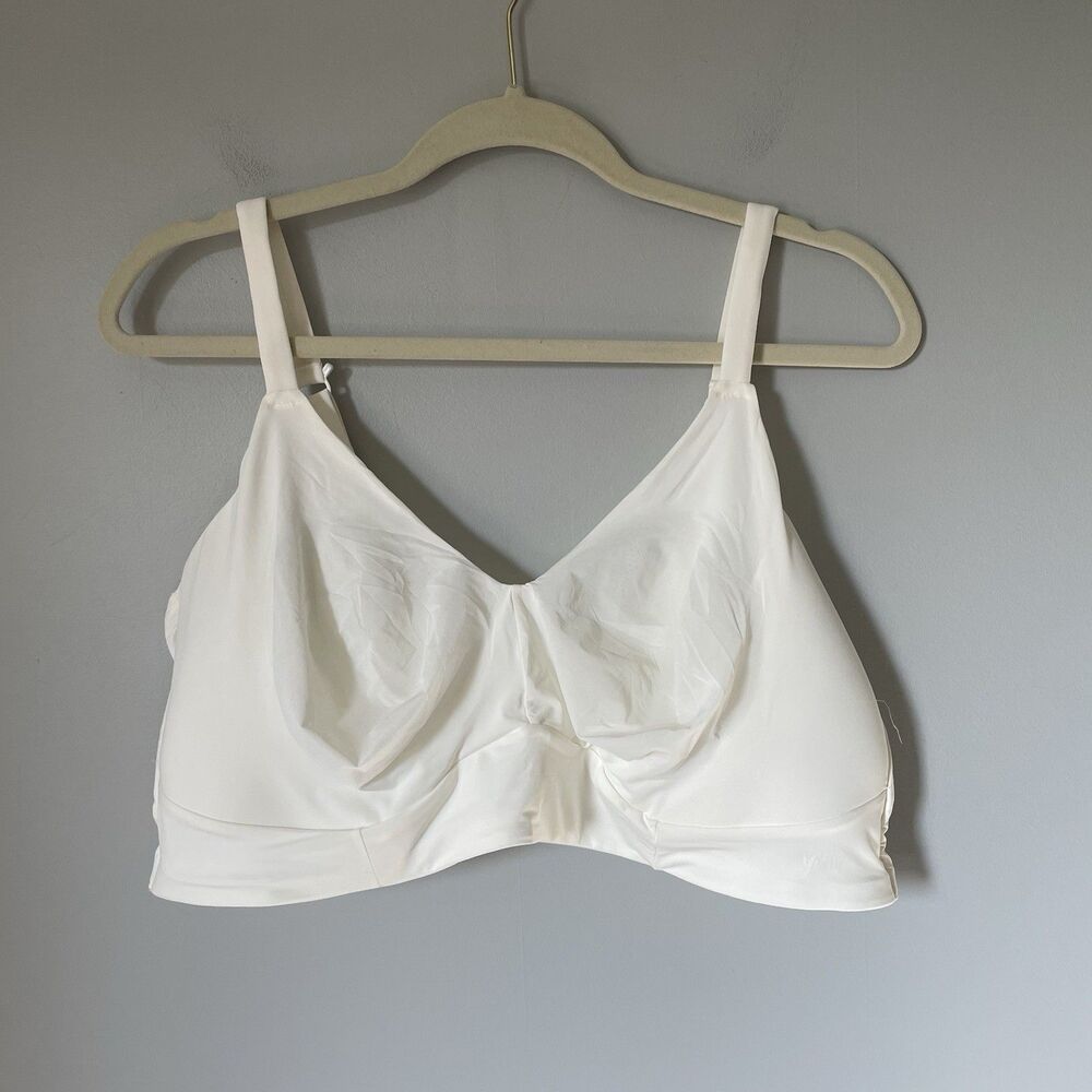 Yitty Collection Smoothed Reality Plunge Bra Wireless Comfort White Women's 4X